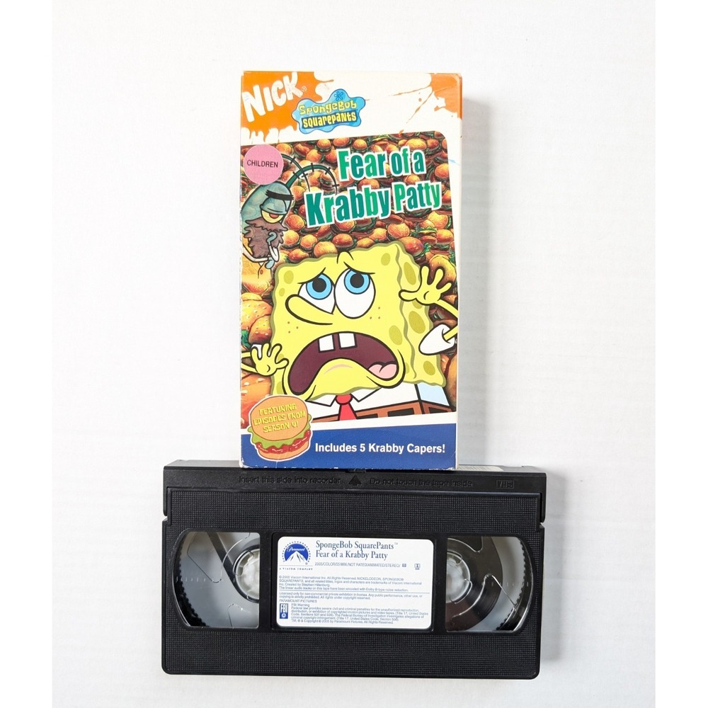 Vintage Spongebob Squarepants VHS Fear of a Krabby Patty Tested Nickelodeon 2005